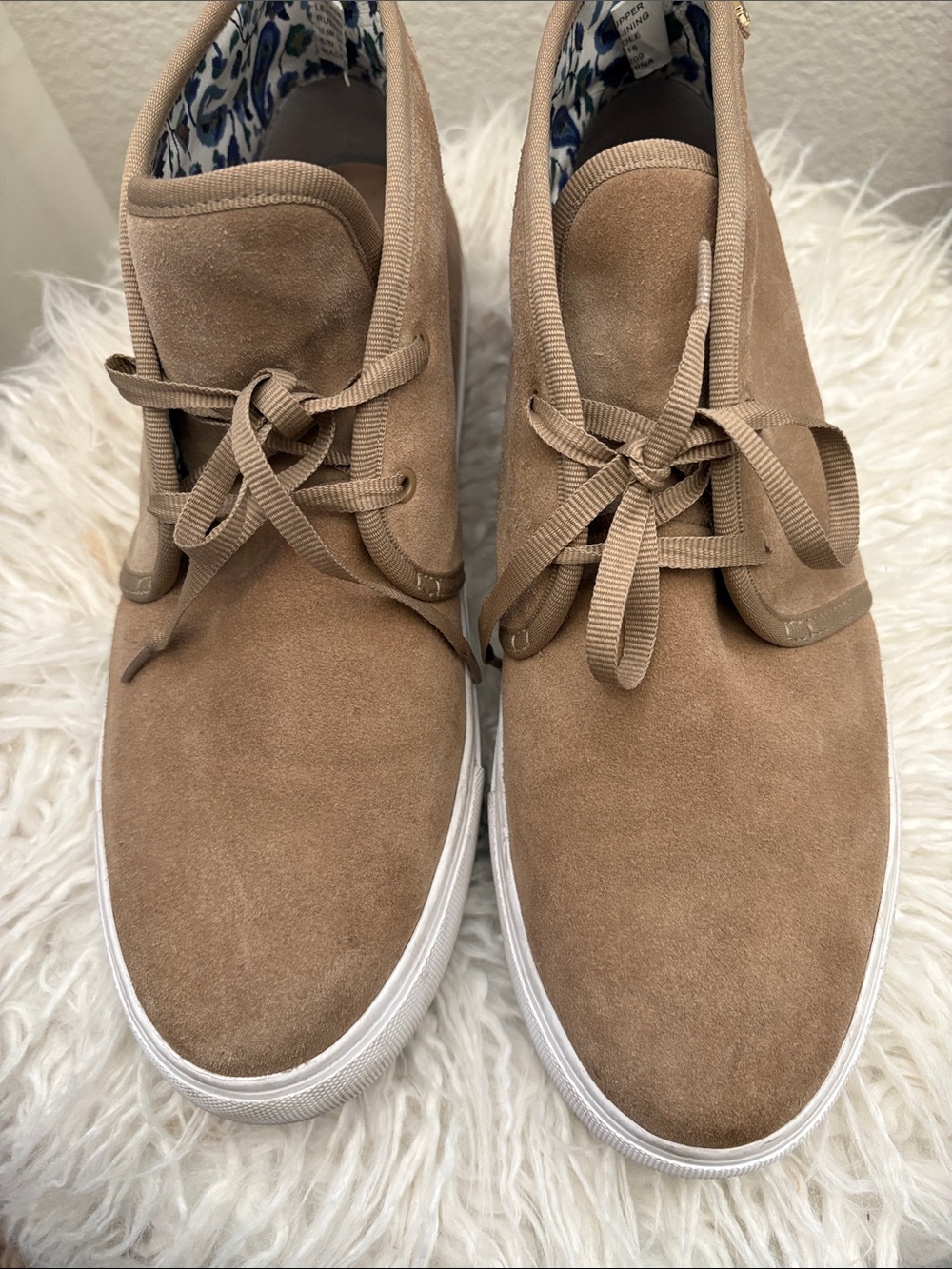 Tory Burch Taupe Suede Lace-Up Ankle Boots